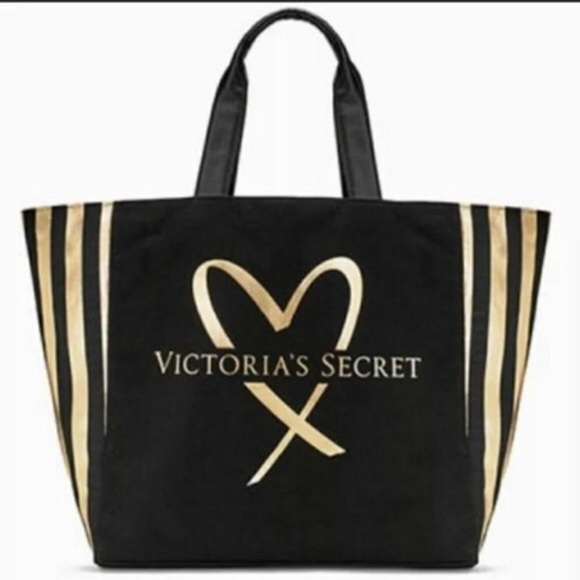 Black & Gold VS Large canvas tote - Picture 2 of 8